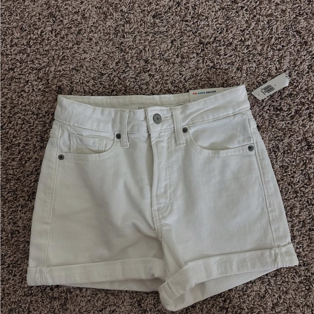 Old Navy White Jean Shorts High-Waisted Cuffed